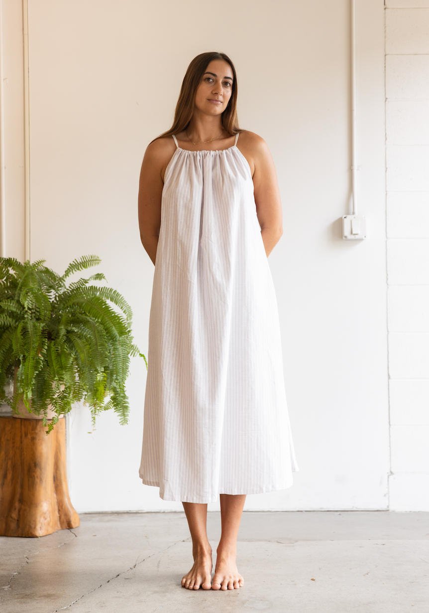 Here. - Hemp Cotton Drawstring Dress