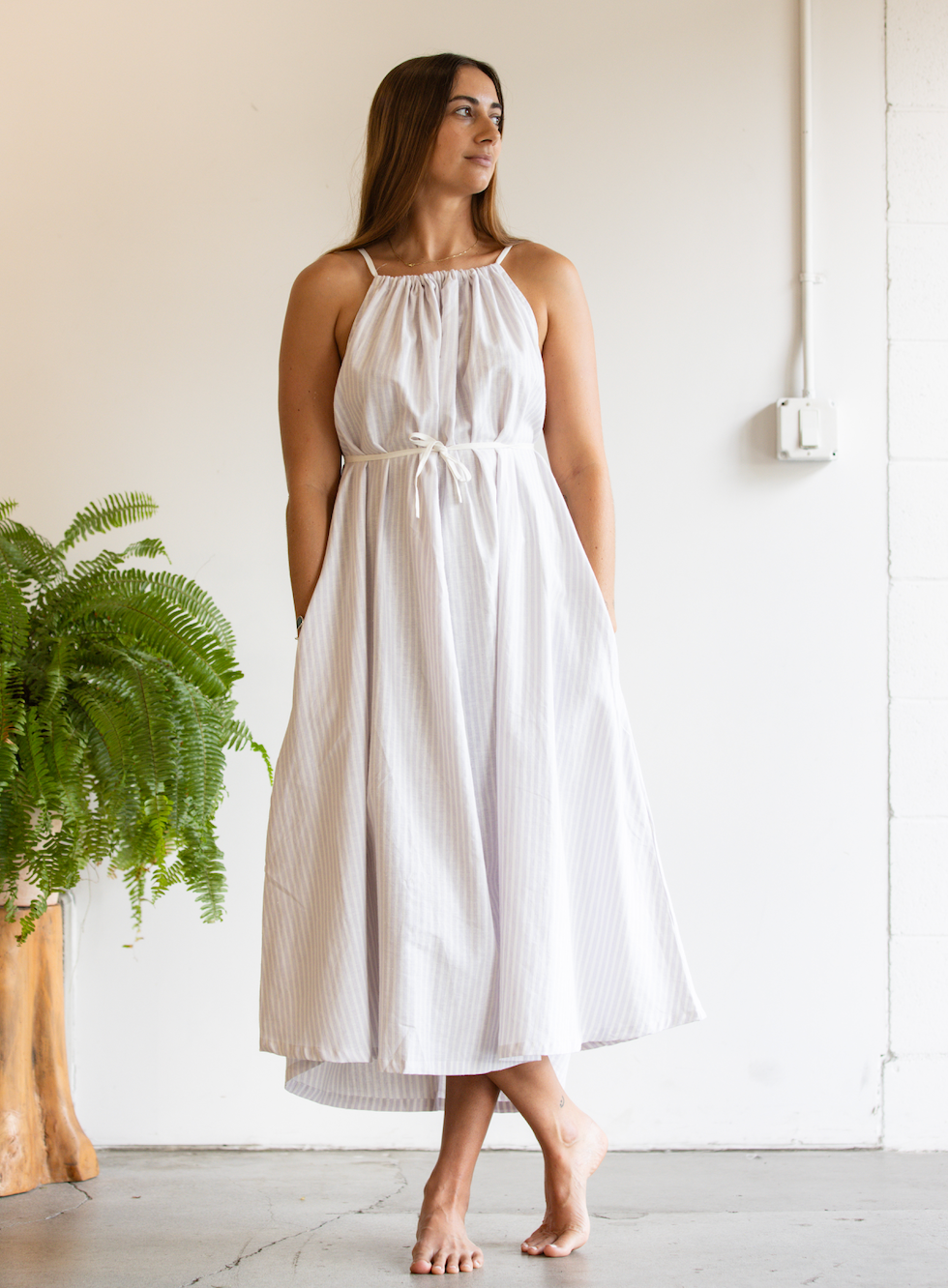 Here. - Hemp Cotton Drawstring Dress