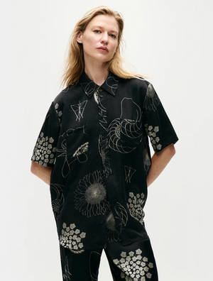 Silk Laundry - Short Sleeve Boyfriend Shirt / Fibonacci