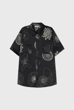 Silk Laundry - Short Sleeve Boyfriend Shirt / Fibonacci